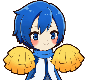 vocaloid kaito with yellow pompoms