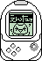 a pixel gif of taro the cat  smiling on the screen of a sony pocketstation