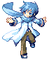 a detailed pixel sprite of vocaloid kaito