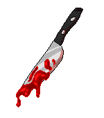 a pixel sprite of a bloody knife